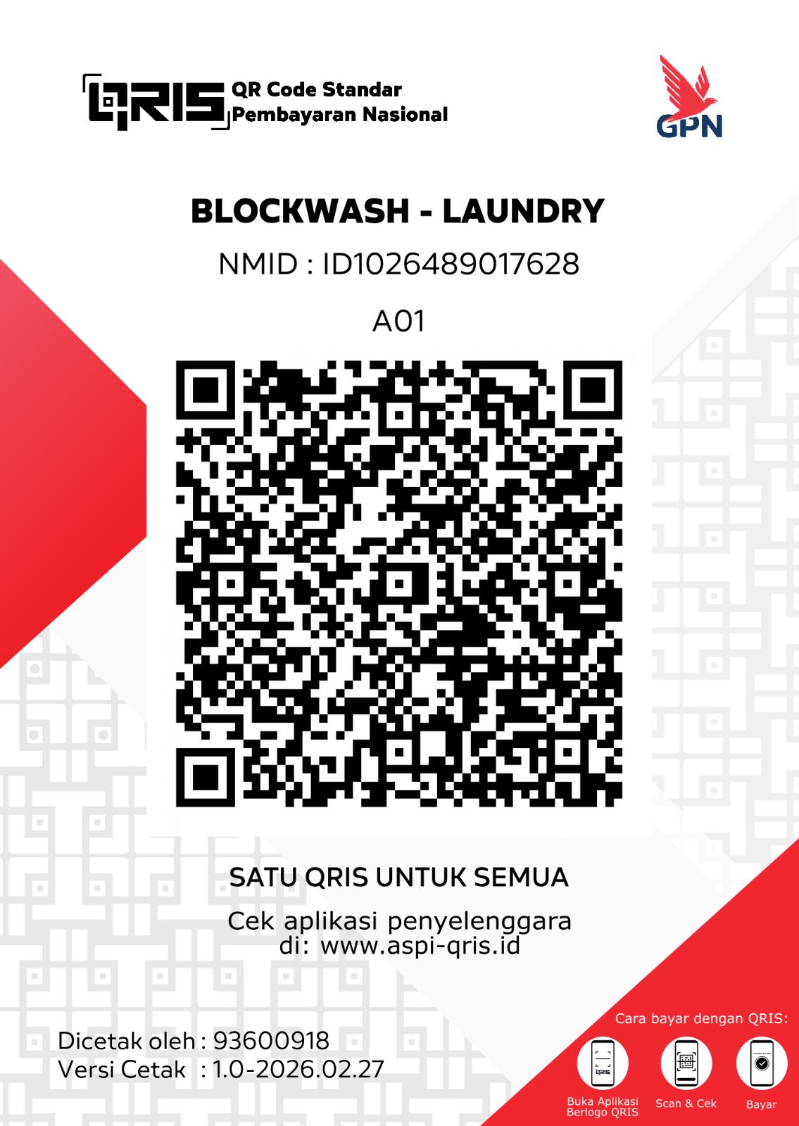 QRIS Block Wash